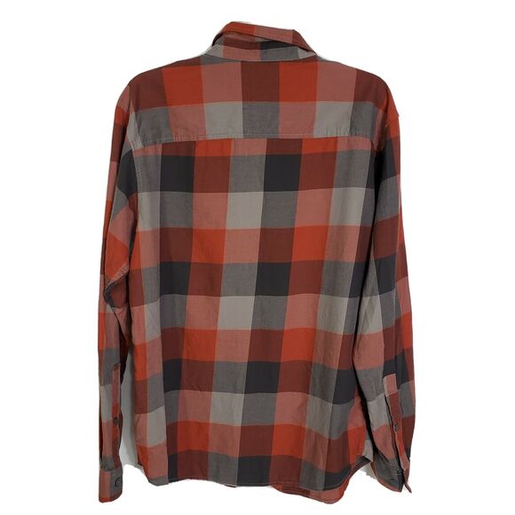 Columbia Mens Shirt Medium Out and Back II Orange Plaid Button Down Long Sleeve - Picture 2 of 11
